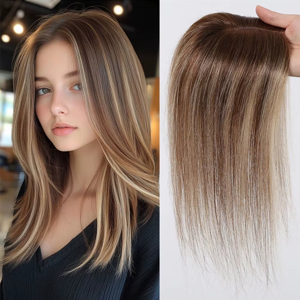 Seamless Clip In Hair Extensions Human Hair - 100% الشعر البشري القبعات العالية البني