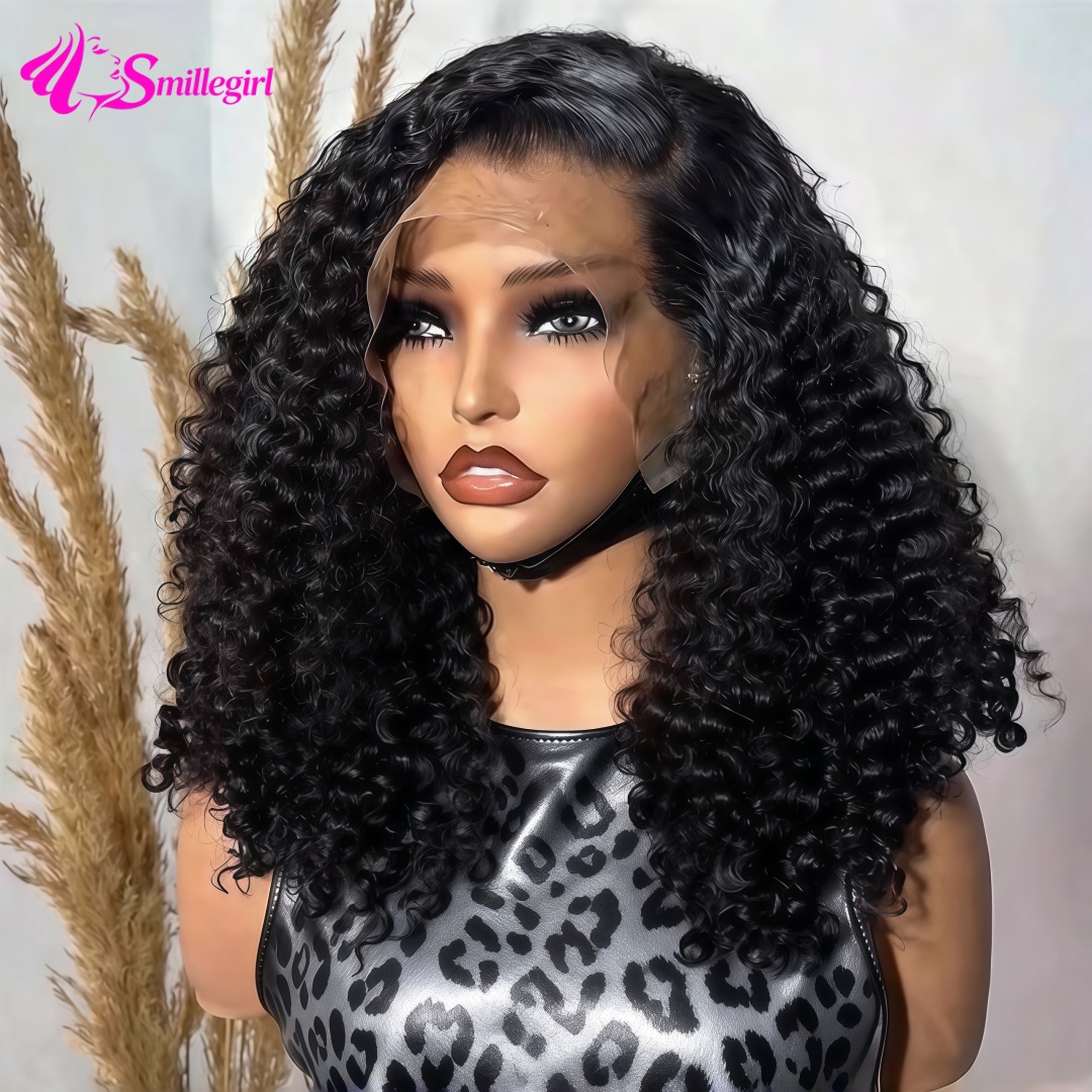 Pre Parted 13X4 Lace Front Bob Wig - باروكة شعر طبيعي بشعر مجعد قصير،
