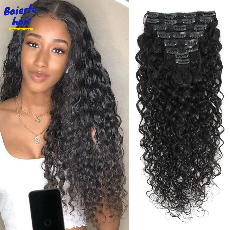 Seamless Clip In Hair Extensions Human Hair - وصلات شعر بشري برازيلي خام بتصميم