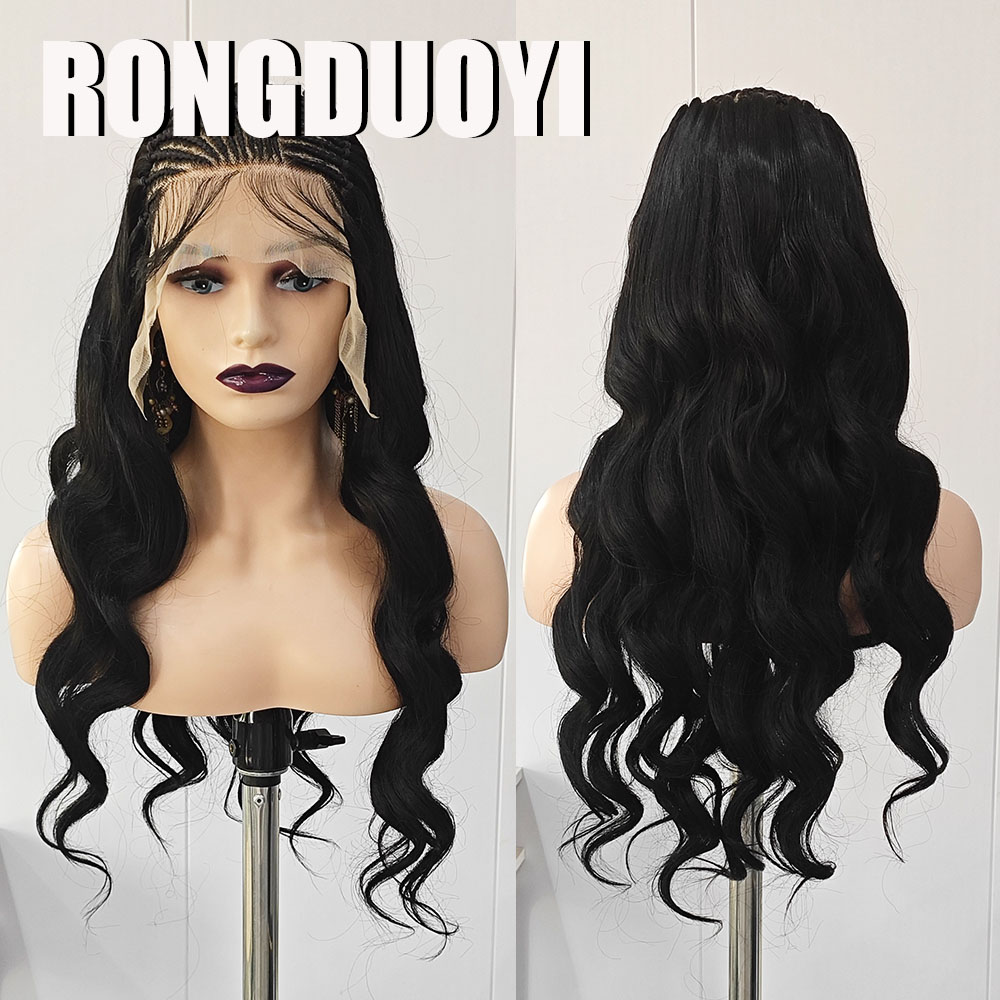 Synthetic Braided Wigs For Black Women - RONGDUOYI شعر مستعار صناعي أسود مموج