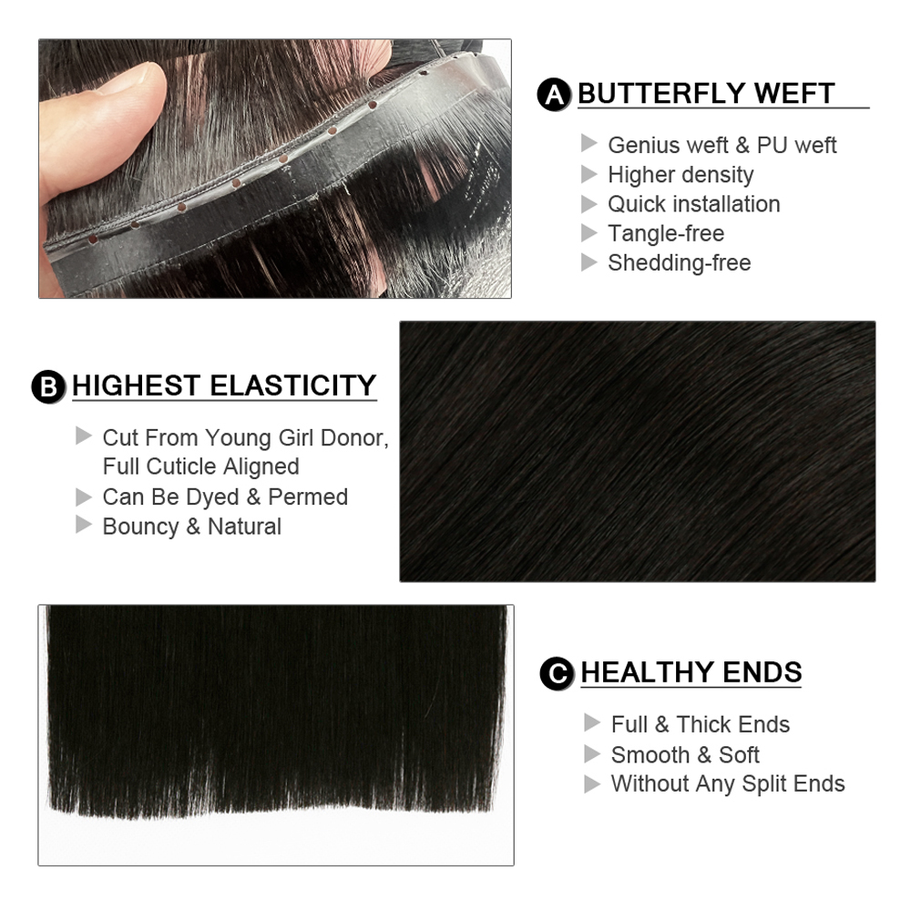 وصلات شعر فاخرة من الشعر البشر - مراجعة Invisible Tape In Extensions Real Hair وسعره
