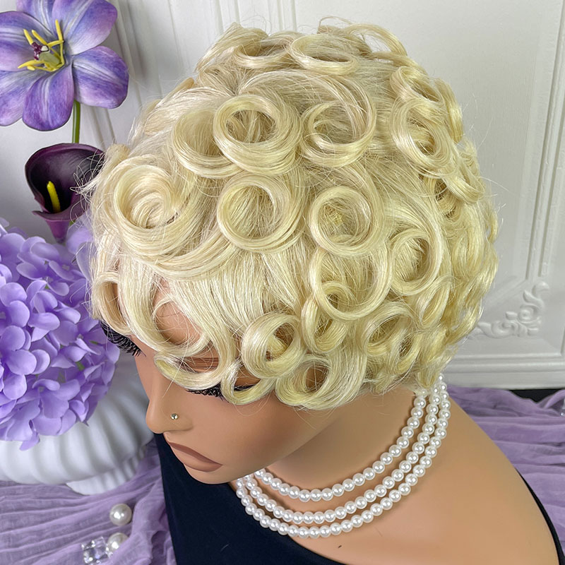 شعر مستعار قصير مجعد من نوع بي - مراجعة Short Pixie Cut Wig Human Hair Cheap وسعره