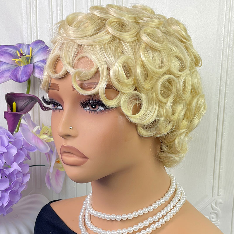 شعر مستعار قصير مجعد من نوع بي - مراجعة Short Pixie Cut Wig Human Hair Cheap وسعره