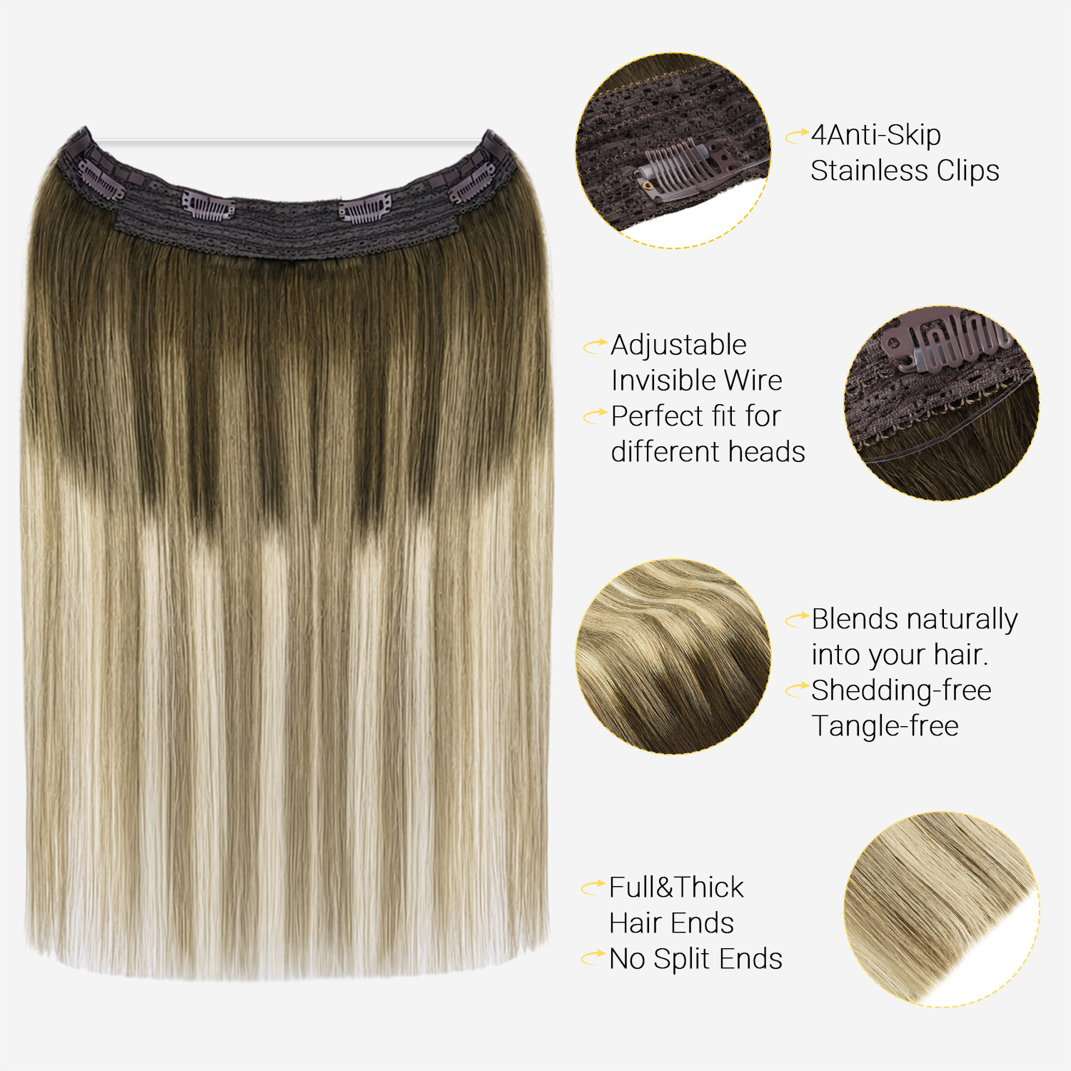 وصلات شعر صن موفافو غير مرئية  - مراجعة Seamless Clip In Hair Extensions Human Hair وسعره
