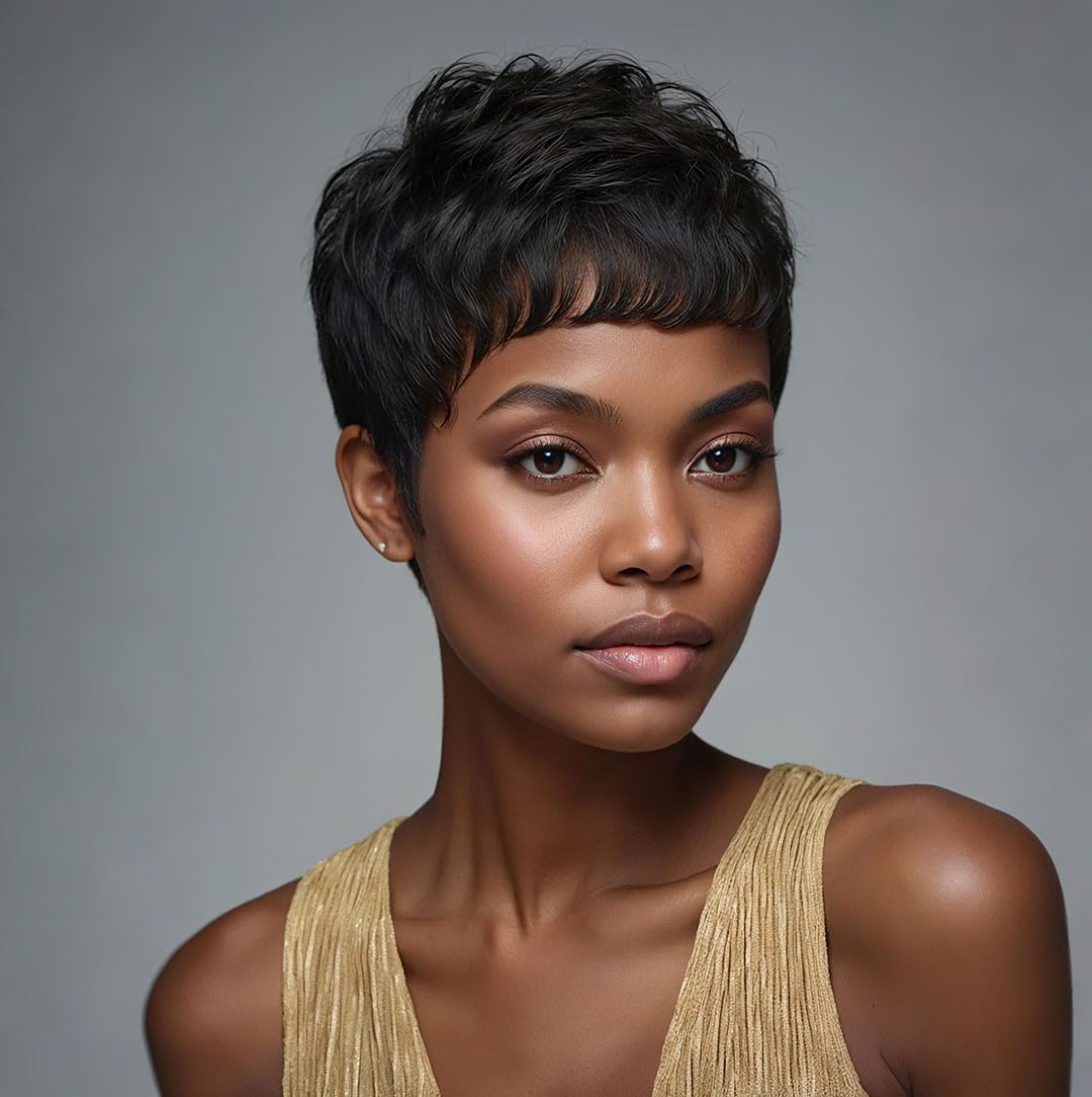 باروكة شعر طبيعي قصيرة مستقيمة - مراجعة Short Pixie Cut Wig Human Hair Cheap وسعره