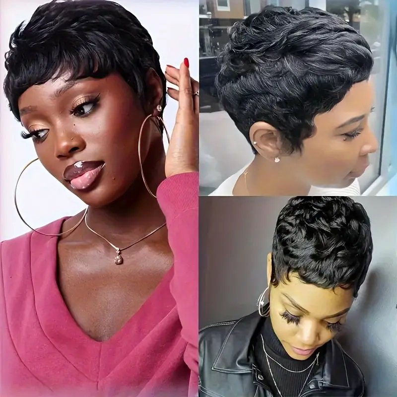 باروكة شعر طبيعي قصيرة مستقيمة - مراجعة Short Pixie Cut Wig Human Hair Cheap وسعره