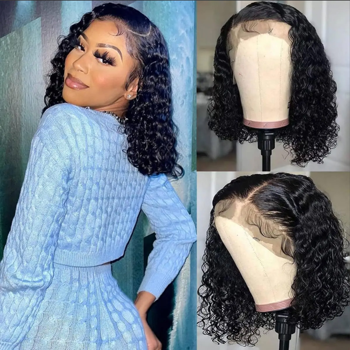 باروكات شعر طبيعي مموج عميق بك - مراجعة Glueless Wear And Go Human Hair Wig وسعره