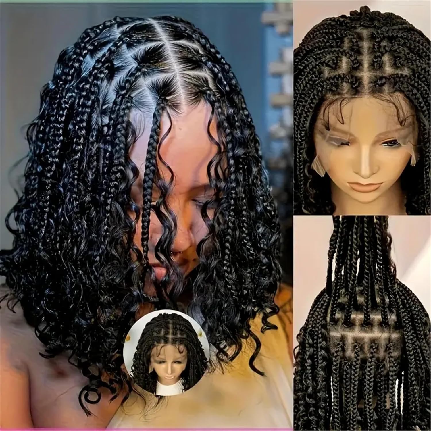 باروكة شعر صناعية مجدولة بدون  - مراجعة Synthetic Braided Wigs For Black Women وسعره