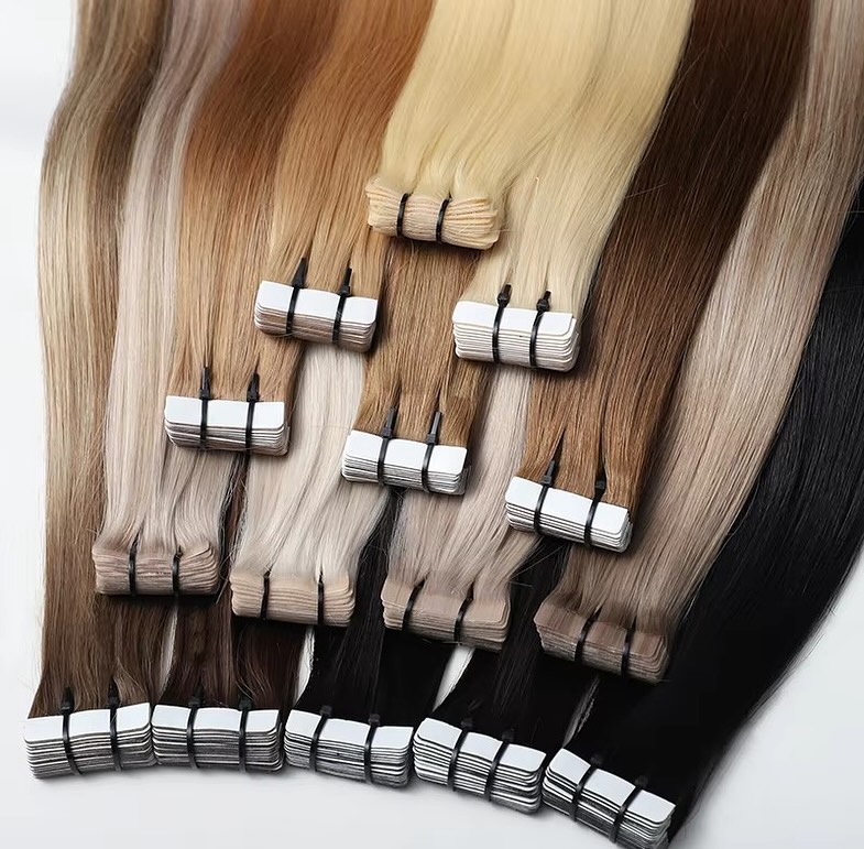 وصلات شعر بشري طبيعية سوداء بط - مراجعة Invisible Tape In Extensions Real Hair وسعره