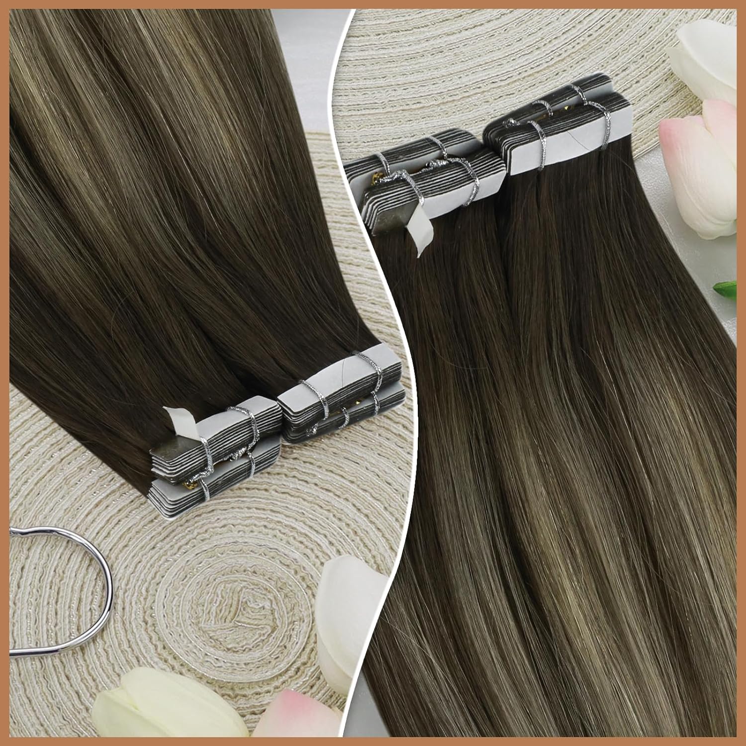 وصلات شعر فيساني اللاصقة، شعر  - مراجعة Invisible Tape In Extensions Real Hair وسعره
